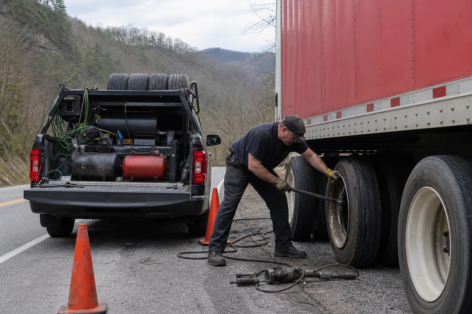 Mobile truck tire service